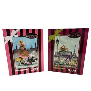 Bella Pilar 300 Piece Puzzle Lot – “Dog Walk” & “Shop Paris” Fashion Art Puzzles